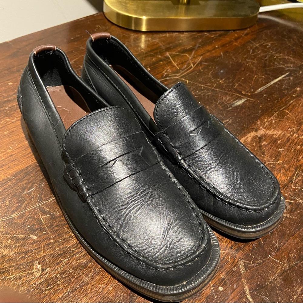 Black Leather Penny Loafers - BOYS